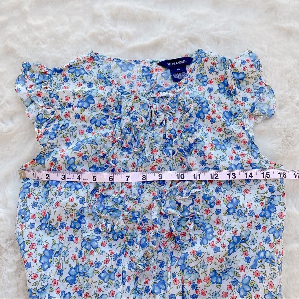 Ralph Lauren Ruffle Sleeveless Floral Top Girl’s 16 - Picture 10 of 10